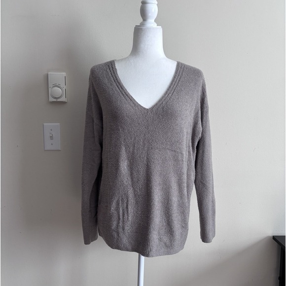 Barefoot Dreams Sweaters - Barefoot Dreams CozyChic Lite V Neck Pullover Sweater Petite Medium Taupe Comfy